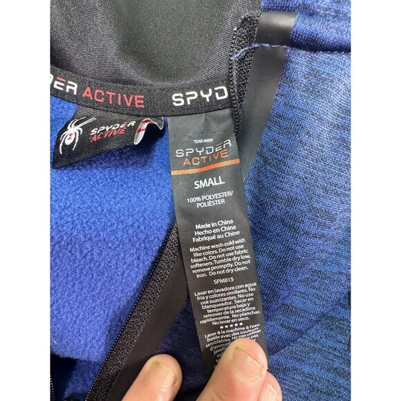 Spyder Active Hoodie Men's Blue /Black 1/4 Zip Pullover Long Sleeve Small PROW B - Picture 4 of 9